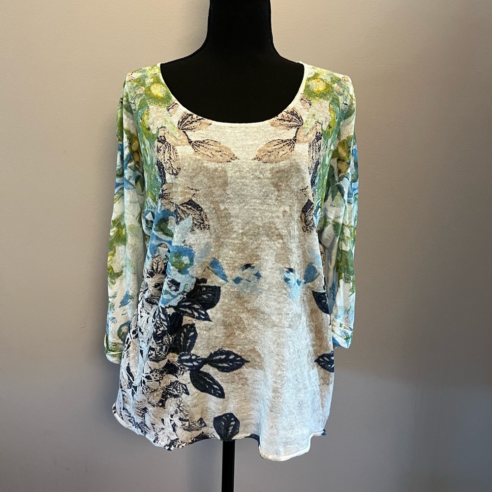 NIC+ZOE Sweater Size XL in Cream, Tan, and Greens